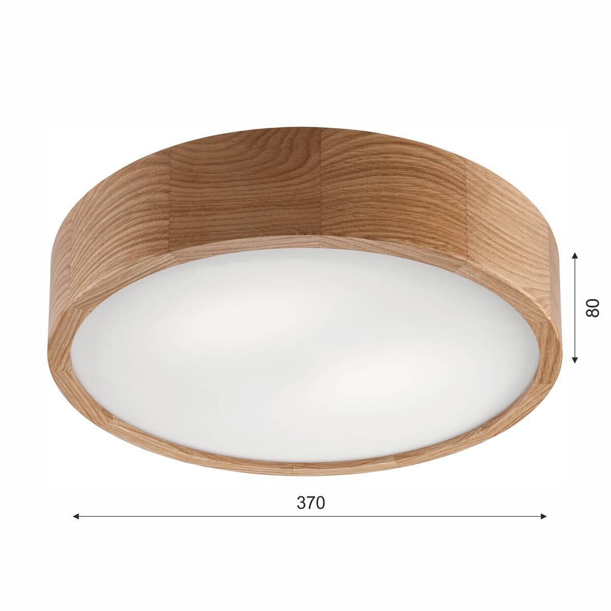 Lamkur Deckenleuchte Eveline Eiche Glas Holz H/L: ca. 8x37 cm E27 2 Brennstellen