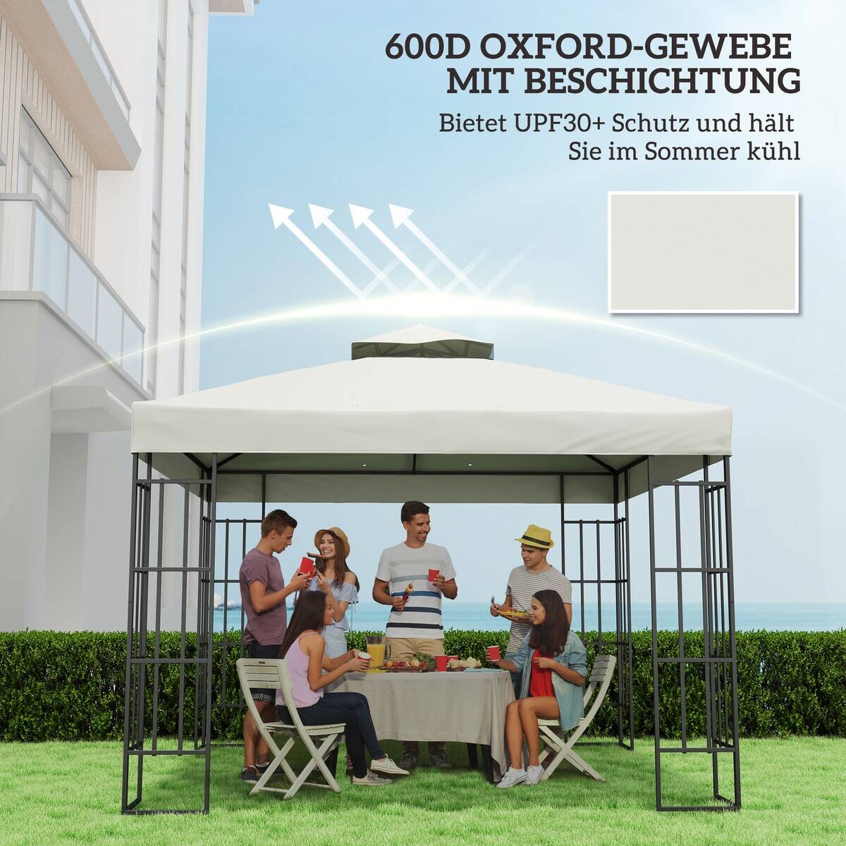 Outsunny Pavillondach hellgrau Polyester B/H/L: ca. 300x1x300 cm