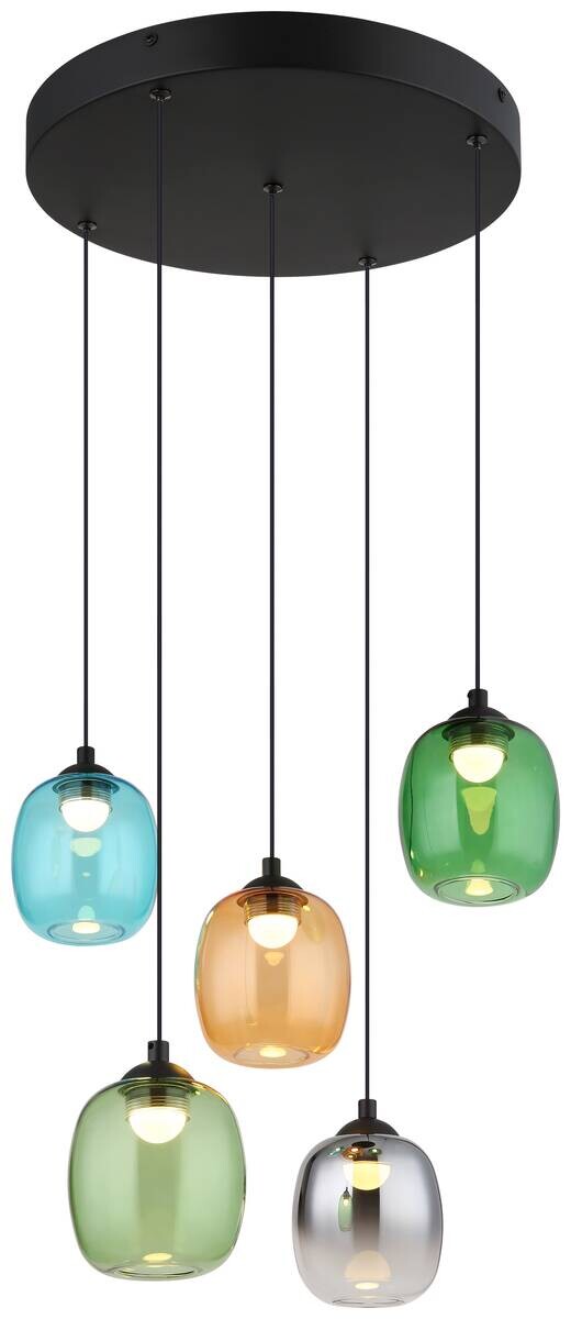 GLOBO LED-Pendelleuchte MINARA 31479508 schwarz bunt Metall Kunststoff Glas H/D: ca. 150x43 cm 1.0 Brennstellen