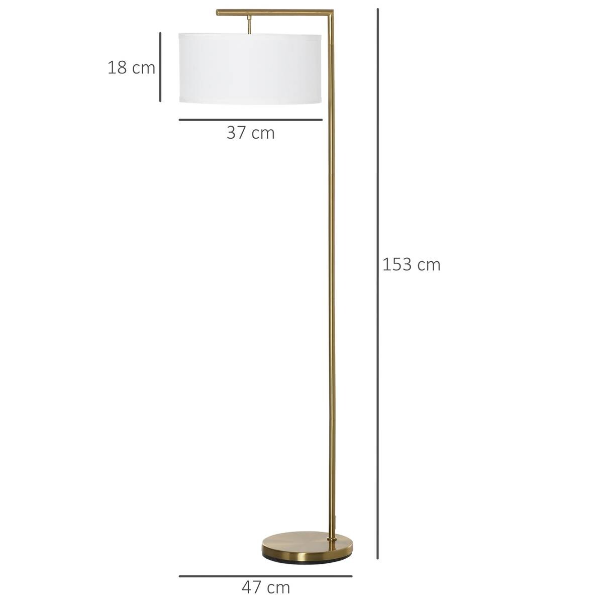 HOMCOM Stehlampe weiß gold Stahl Leinen B/H/T: ca. 37x153x37 cm