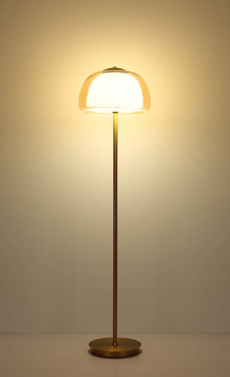 GLOBO Stehlampe gold Metall Glas B/H/L: ca. 44x37x44 cm