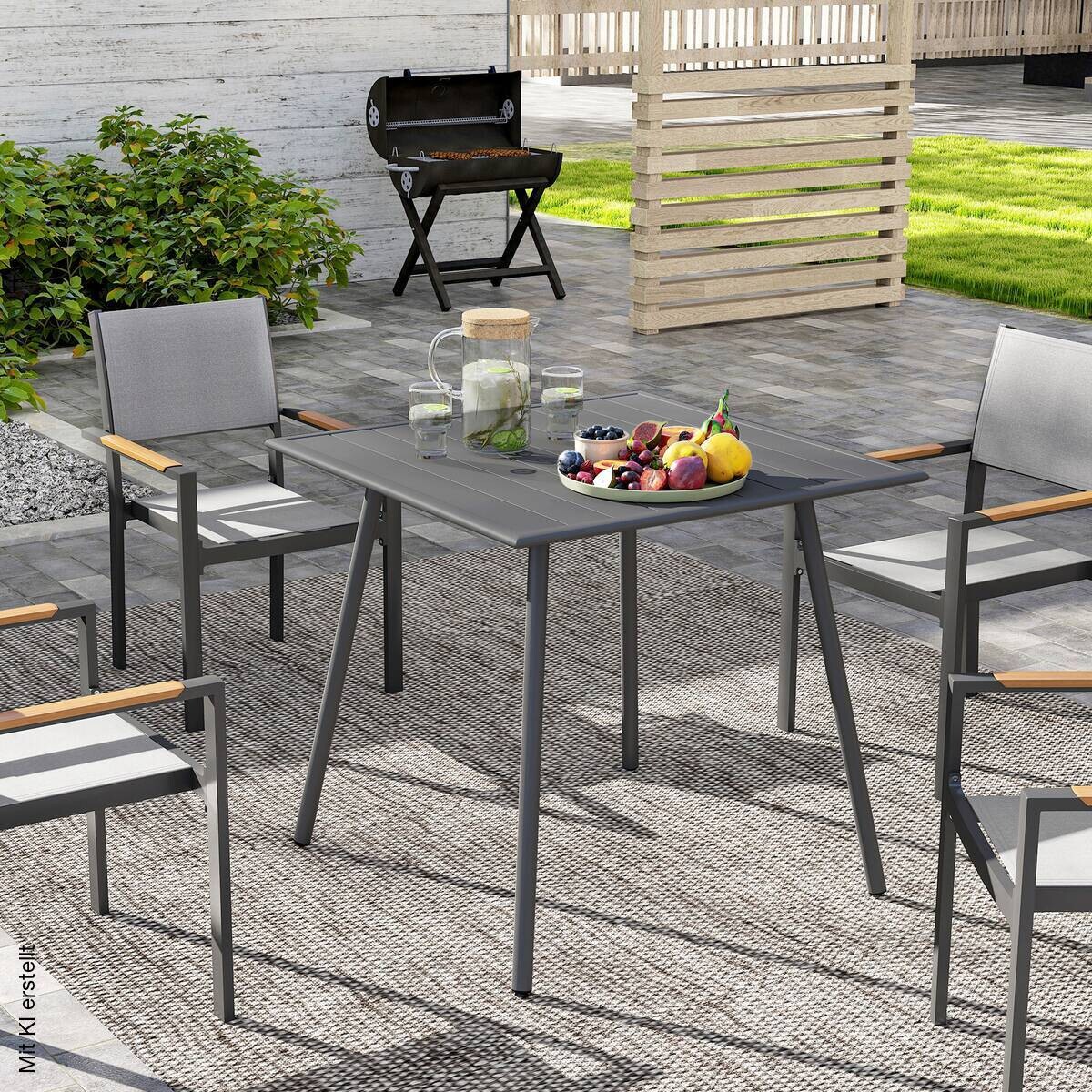 Outsunny Gartentisch grau Stahl B/H/L: ca. 80x74x80 cm