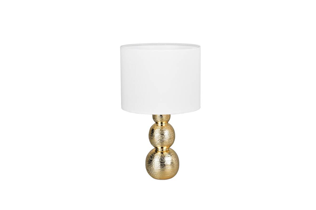Reality Tischleuchte Lova gold weiß Textil Keramik H/D: ca. 29x17 cm E27 1 Brennstellen