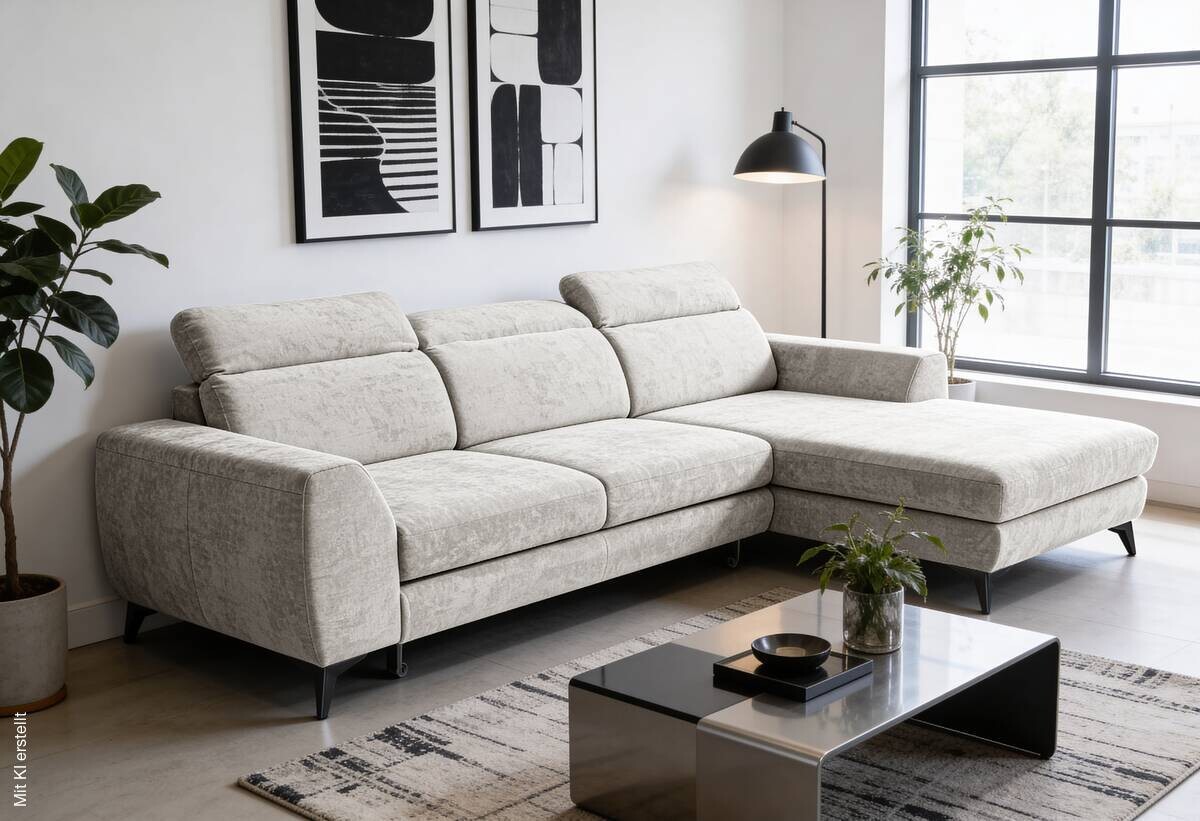 Ecksofa mit Bettfunktion und Bettkasten leinen Microfaser B/T: ca. 264x191 cm