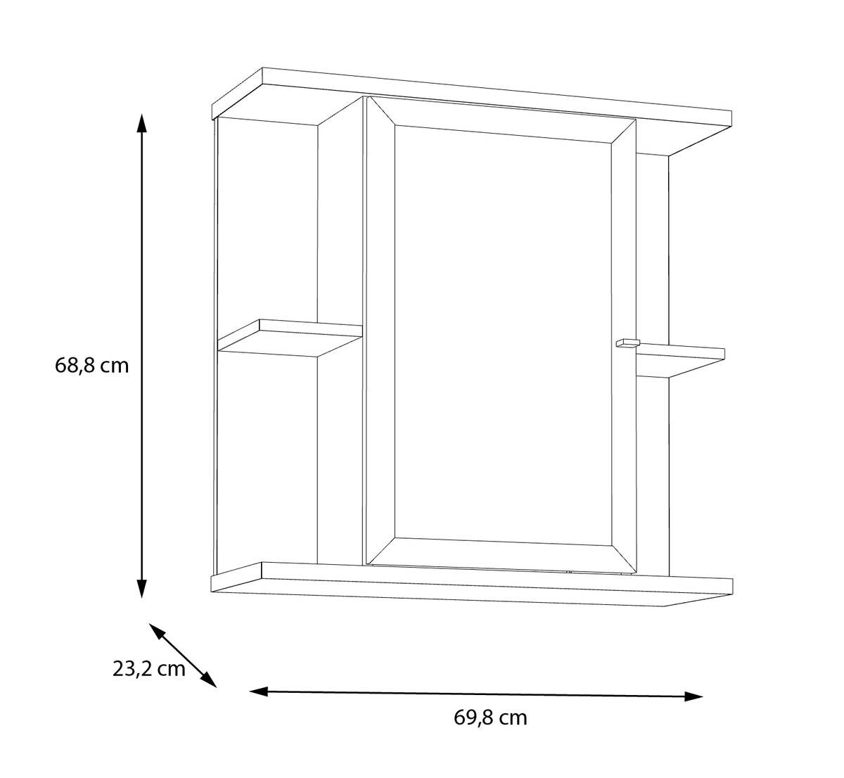 Spiegelschrank Eiche Artisan Nachbildung salbei B/H/T: ca. 70x69x23 cm