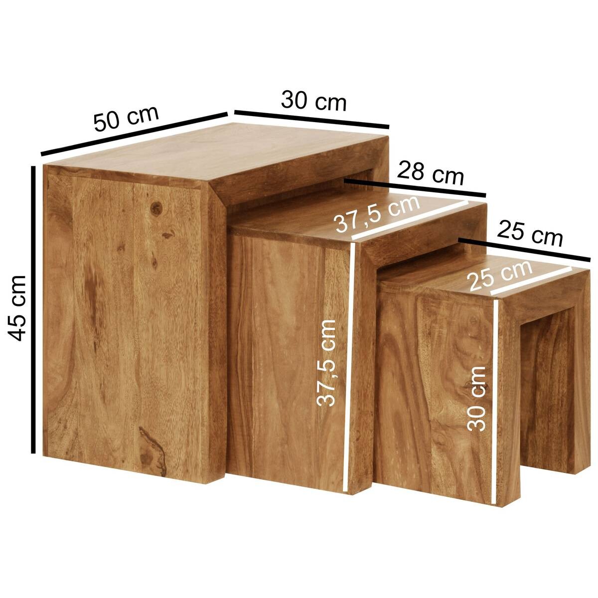 Beistelltisch 3er-Set natur Akazie