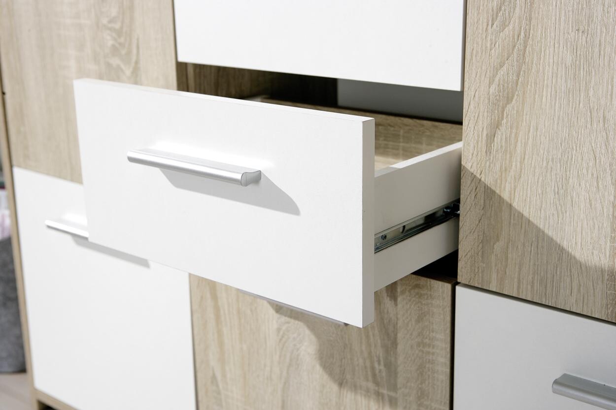 Kommode Elvezia Eiche Sonoma Nachbildung weiß B/H/T: ca. 115x77x30 cm