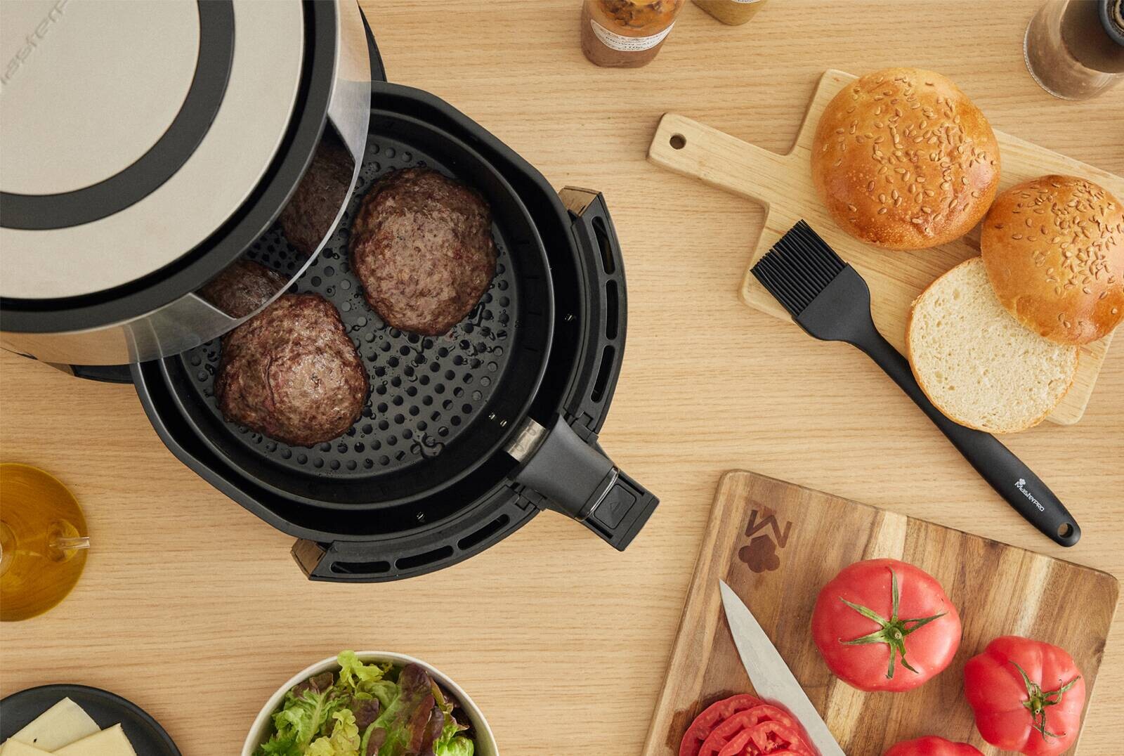 MASTERPRO Heißluftfritteuse BGMP-9307 silber Edelstahl B: ca. 26 cm ca. 3,6 l