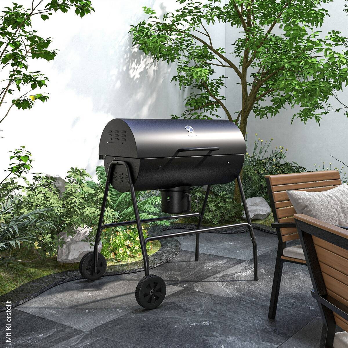 Outsunny Holzkohlegrill Metall B/H/L: ca. 71,5x102x95 cm