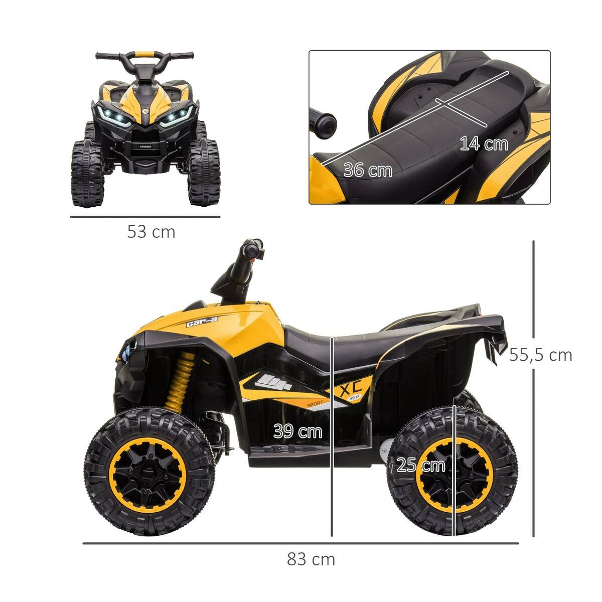 HOMCOM Elektro-Quad schwarz B/H/L: ca. 53x55,5x83 cm