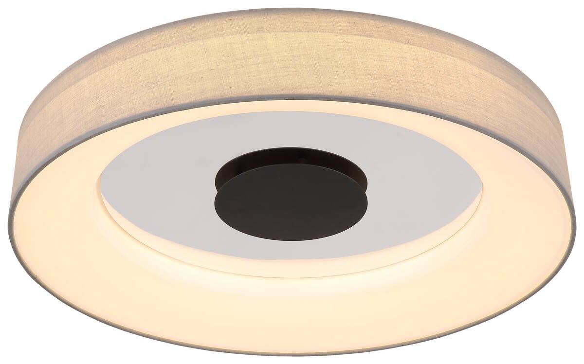 GLOBO LED-Deckenleuchte 48372-30 mattschwarz weiß grau Metall Textil H/D: ca. 9,8x46,8 cm