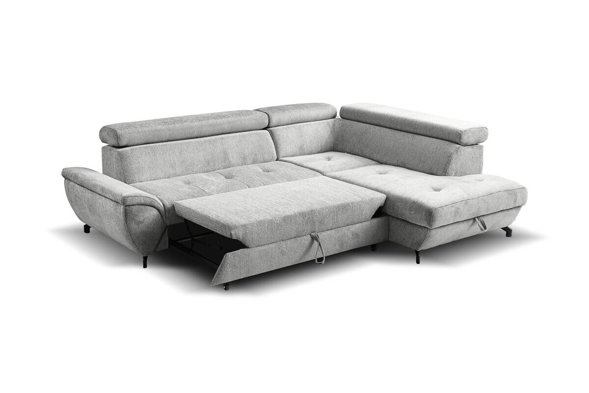 Ecksofa mit Bettfunktion und Bettkasten silber Microfaser B/H/T: ca. 263x77x210 cm