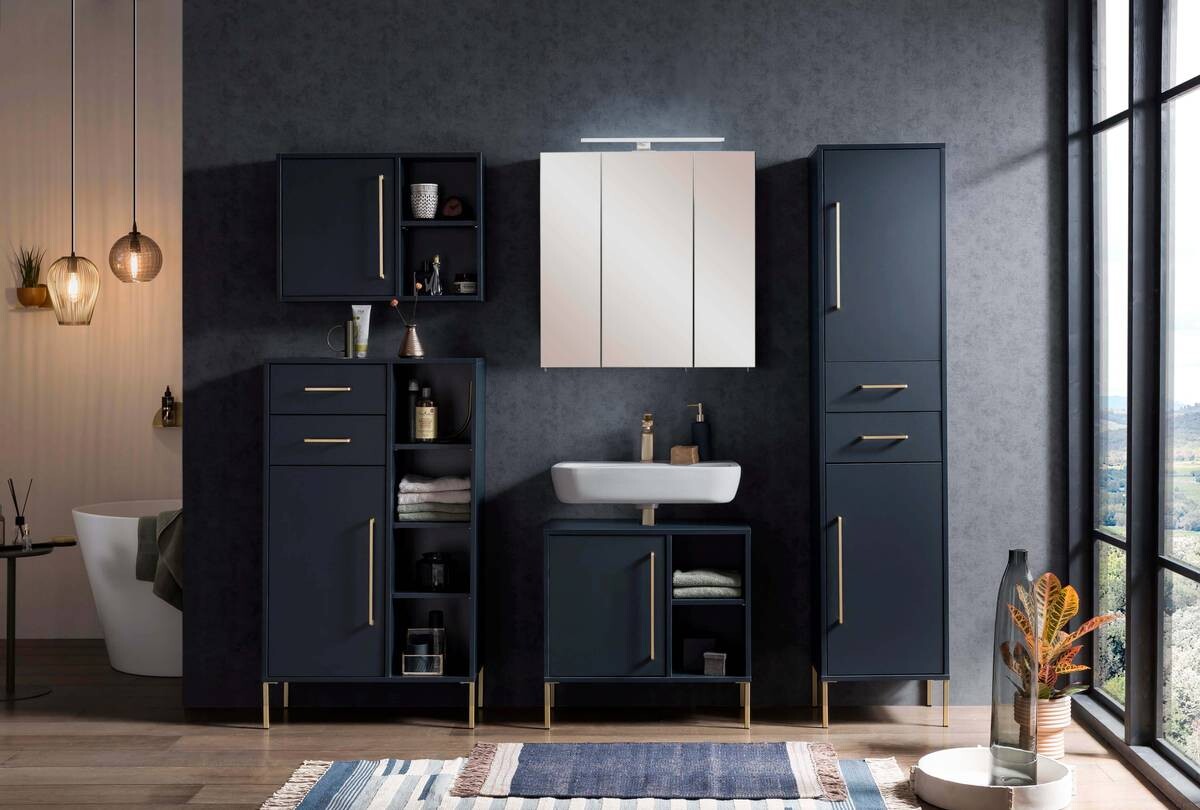 Spiegelschrank Kent dunkelblau B/H/T: ca. 70x74,8x16 cm