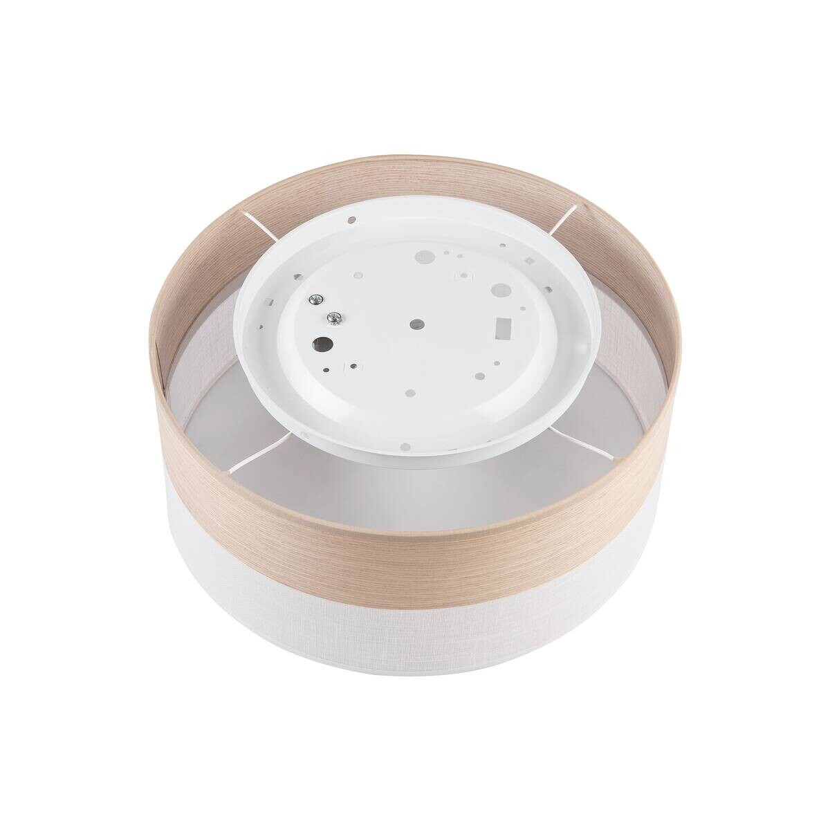 Lamkur Deckenleuchte weiß Eiche PVC Holz B/H/L: ca. 35x15x35 cm E27 1 Brennstellen