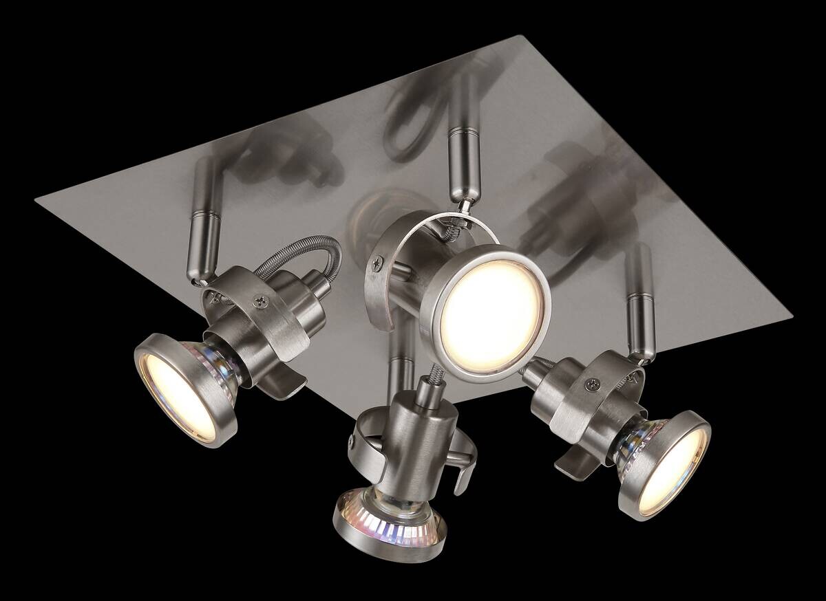 GLOBO Spot Verpax nickel B/H/L: ca. 24x13,2x26 cm GU10 4 Brennstellen