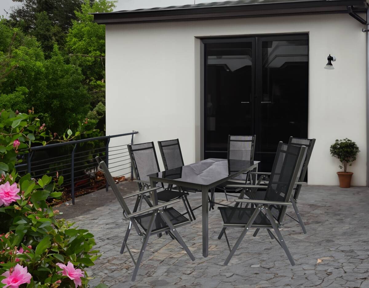 VCM Gartensitzgruppe anthrazit Stahl B/H/L: ca. 140x76x80 cm