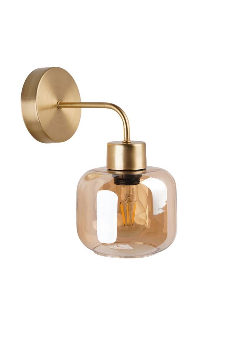 Wandleuchte honig gold Metall Glas B/H/L/D: ca. 15x28x15x15 cm E27 1 Brennstellen