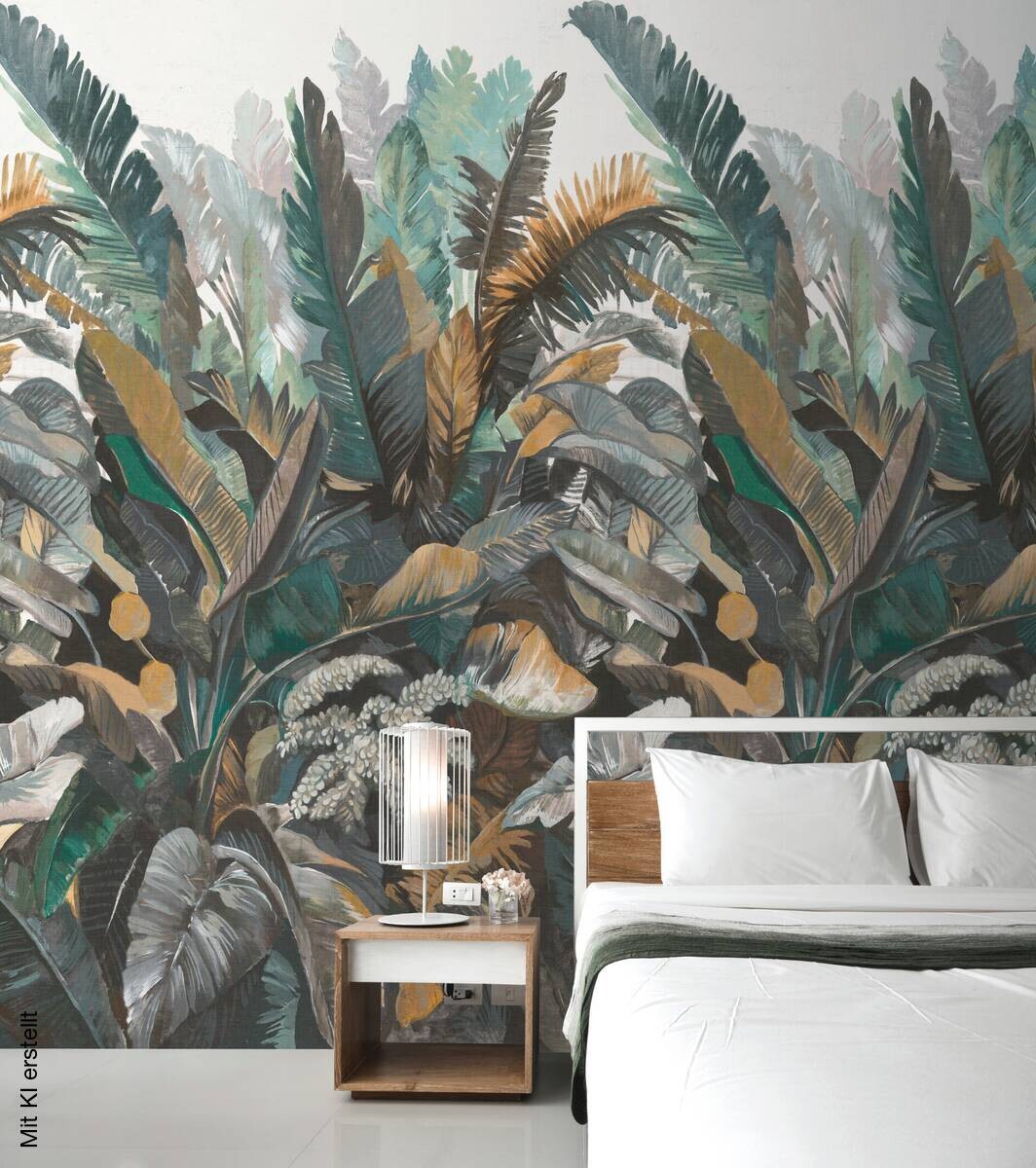 Livingwalls Fototapete Dschungel braun grau grün B/L: ca. 280x159 cm