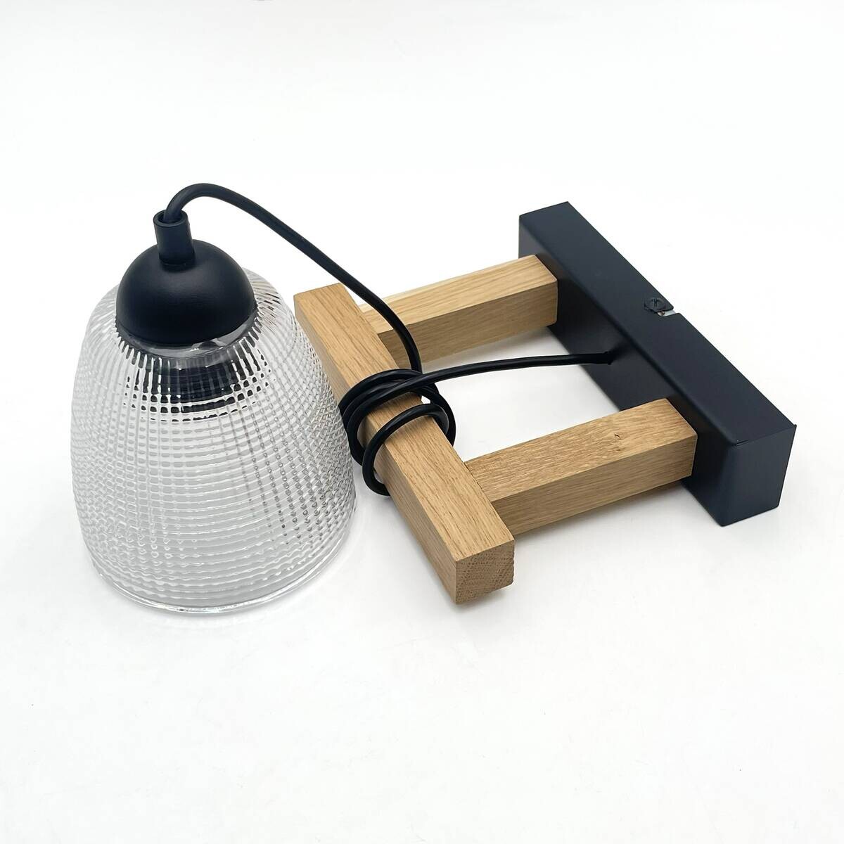 Lamkur Pendelleuchte Eiche Stahl B/H/L: ca. 20x89x20 cm E27 1 Brennstellen