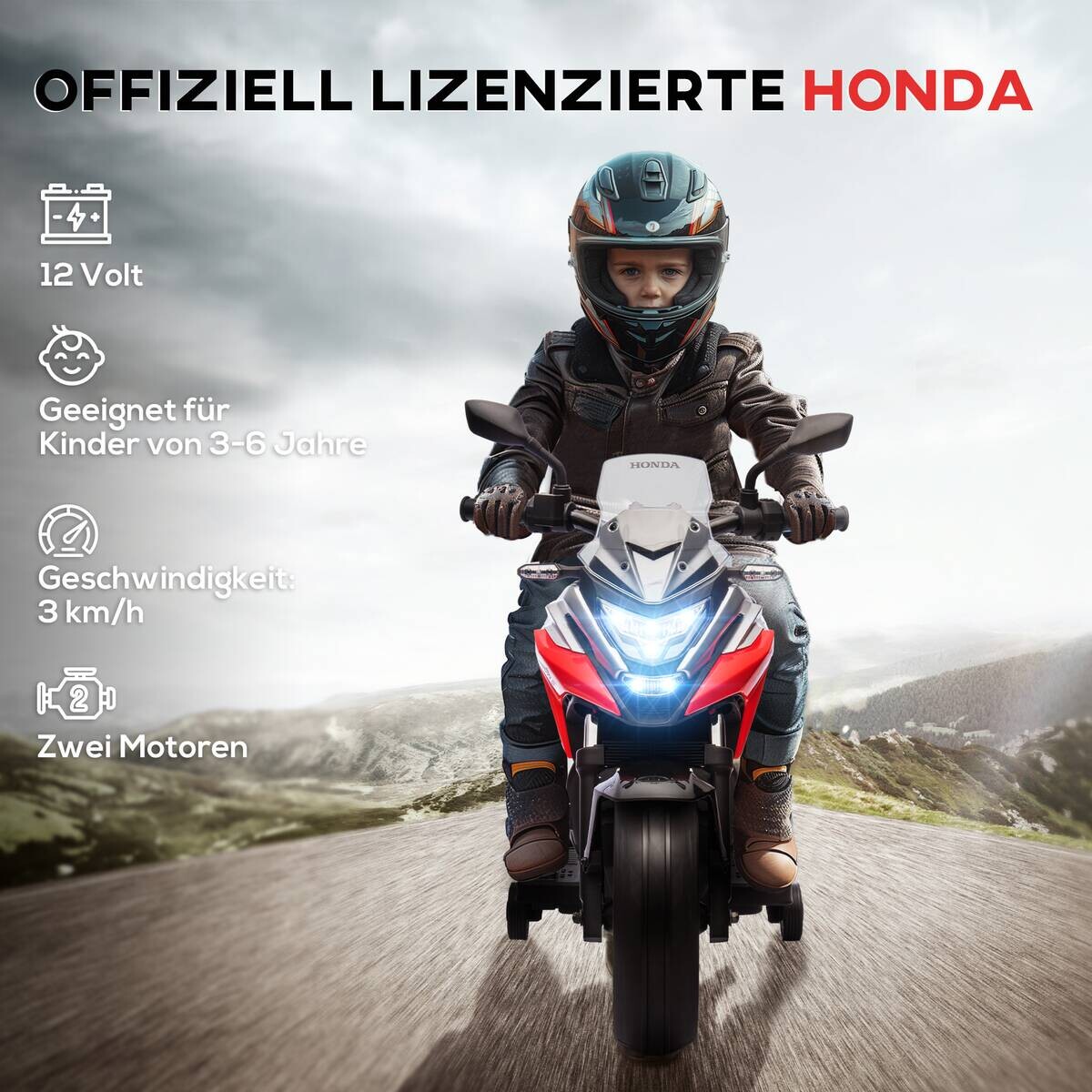 AIYAPLAY Kinder-Elektromotorrad rot B/H/L: ca. 46x75x107 cm