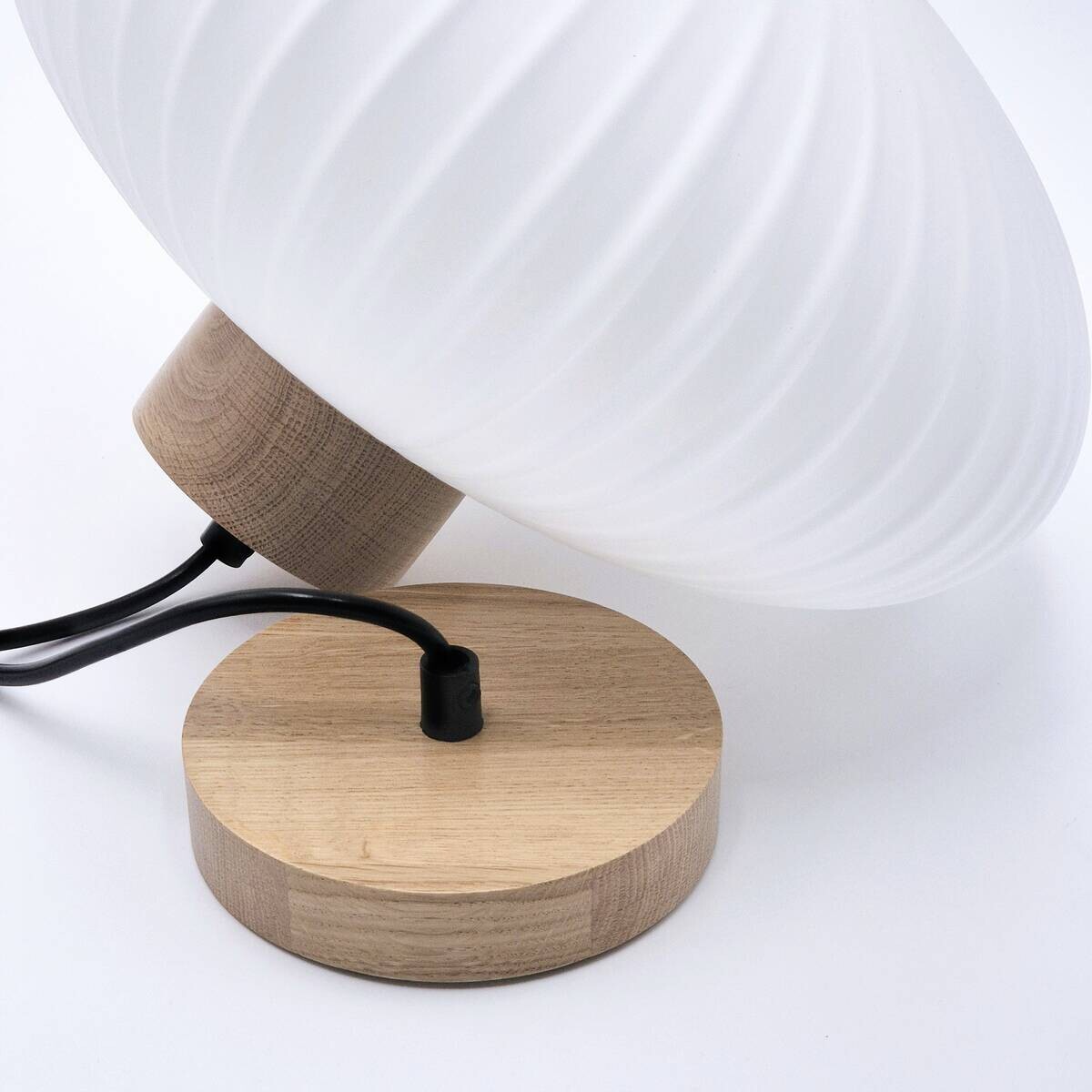 Lamkur Hängeleuchte Harmony Eiche weiß Glas Holz B/H/L: ca. 30x102x30 cm 1 Brennstellen