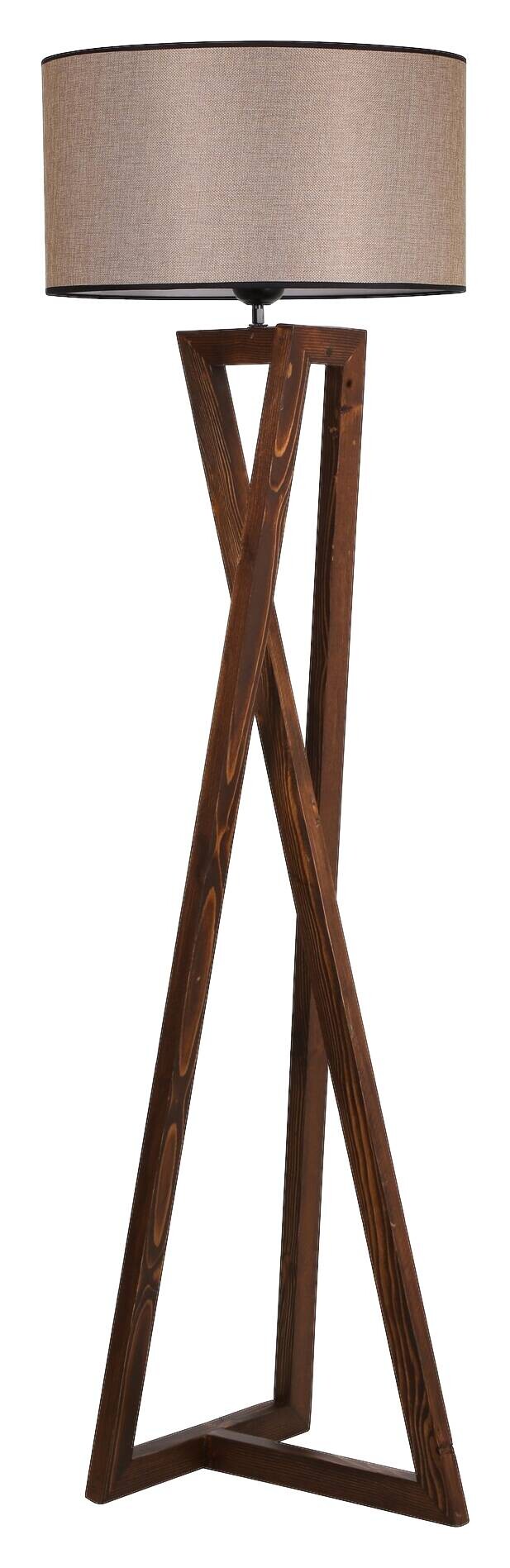 Opviq Stehleuchte nussbaum Stoff Holz B/H/T/L/D: ca. 45x149x45x45x45 cm E27 1 Brennstellen