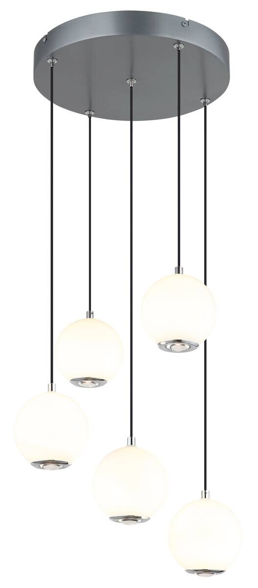 GLOBO Pendelleuchte Opal grau Metall Glas H/D: ca. 150x39 cm 1 Brennstellen