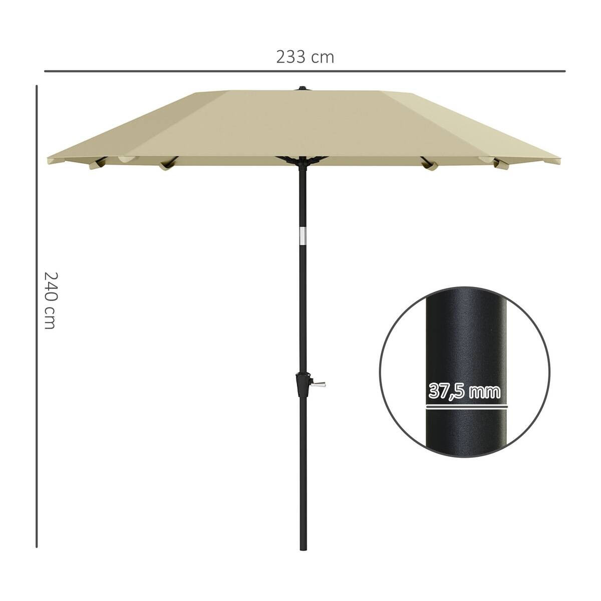Outsunny Sonnenschirm beige Aluminium B/H/L: ca. 233x240x233 cm