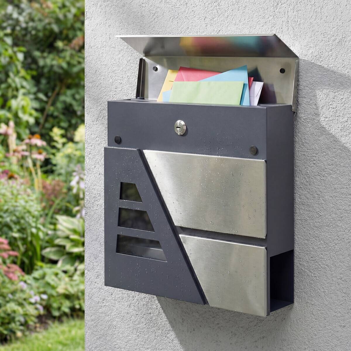 HOMCOM Briefkasten dunkelgrau B/H/T: ca. 37x10x37 cm