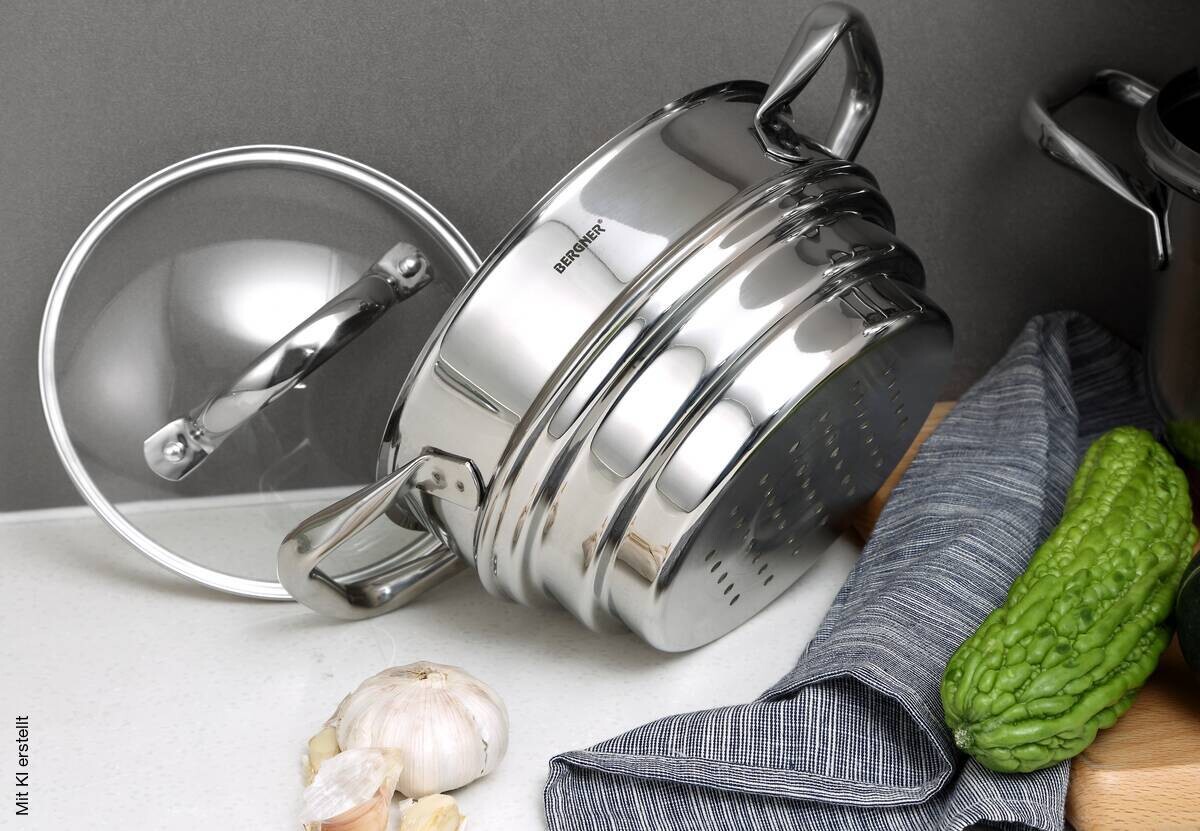 BERGNER Topfset Gourmet silber Edelstahl 3 tlg.
