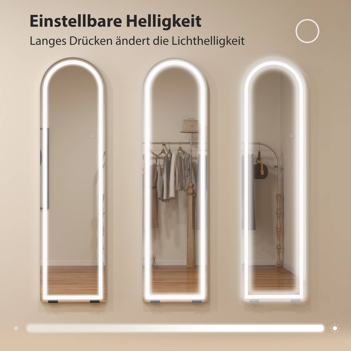 HOMCOM LED-Spiegel weiß B/H/L: ca. 2,9x150x40 cm