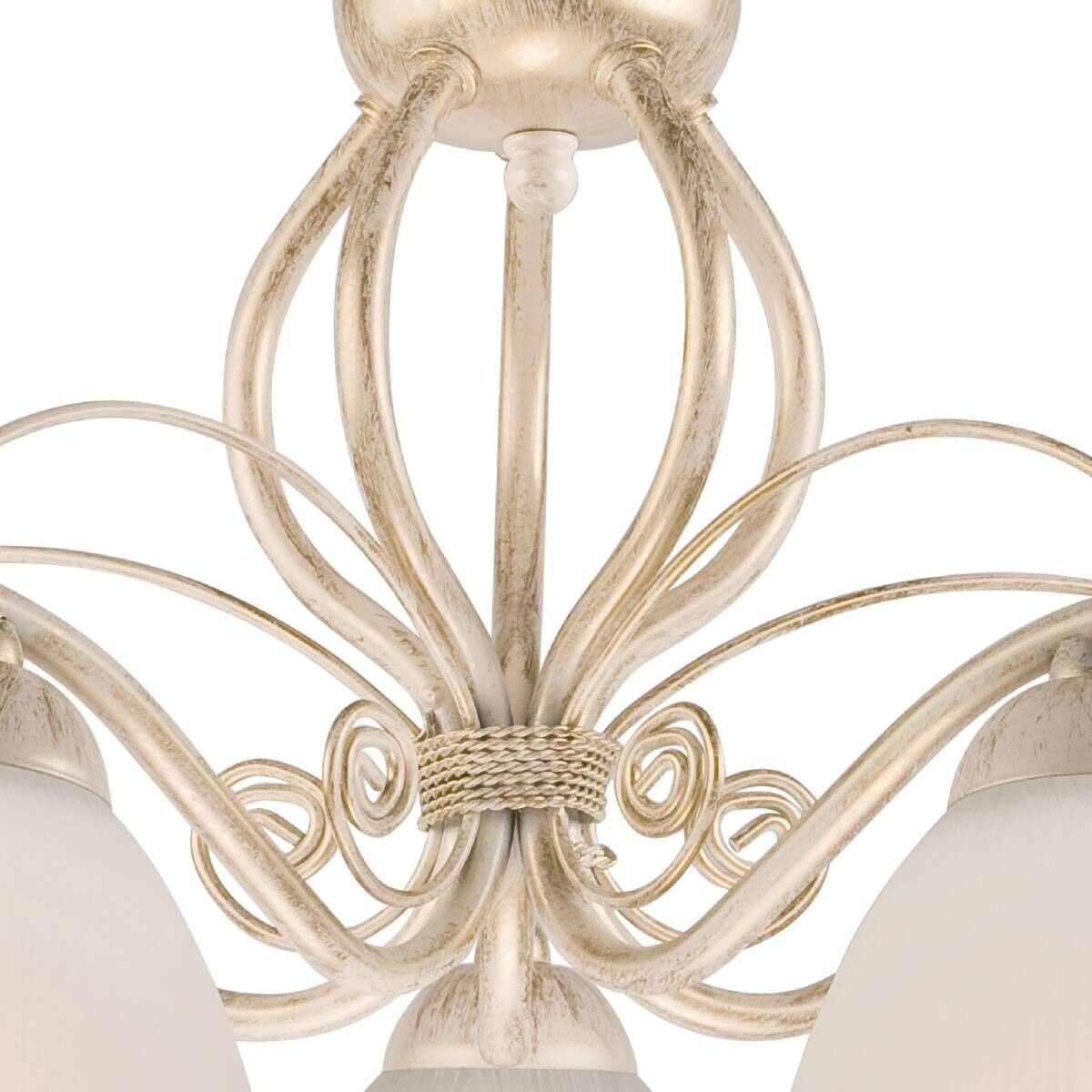 Lamkur Pendelleuchte RETRO II 19208 weiß Glas Stahl H/L: ca. 73x49 cm E27 5 Brennstellen