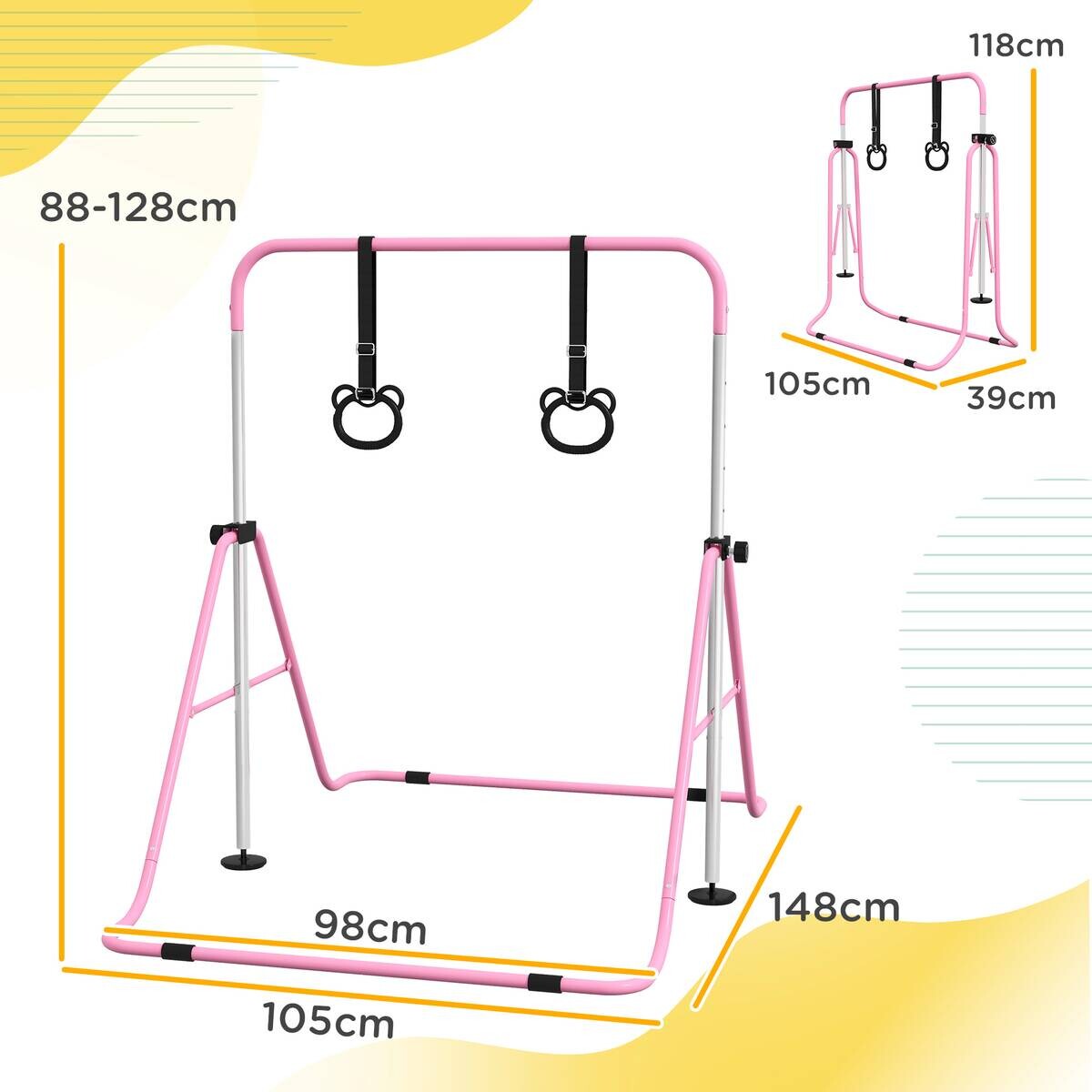 HOMCOM Kinderturnstange rosa B/H/L: ca. 105x128x148 cm