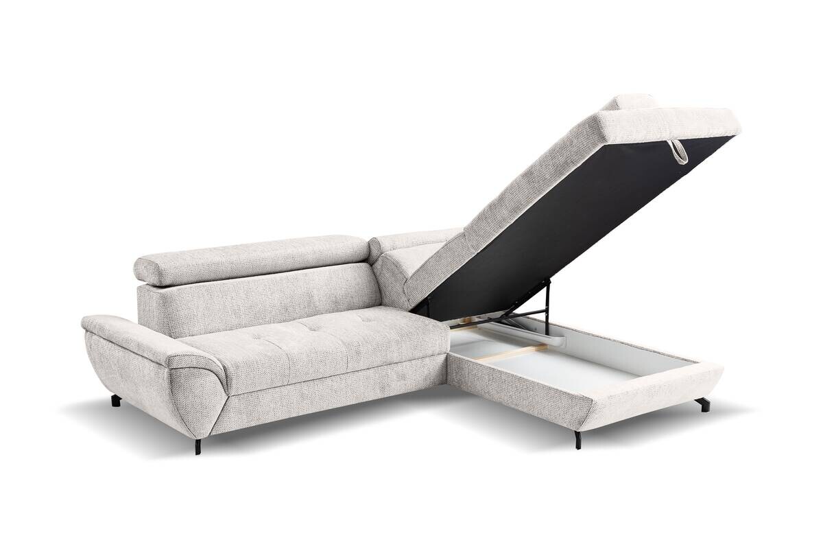 Ecksofa mit Bettfunktion und Bettkasten natur Microfaser B/H/T: ca. 263x77x210 cm