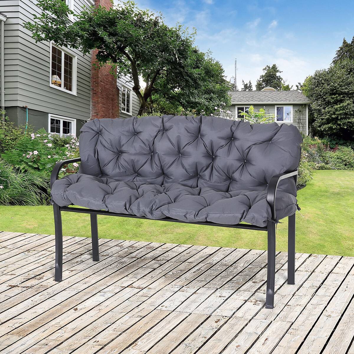 Outsunny Bankauflage dunkelgrau Baumwolle B/H/L: ca. 150x8x98 cm