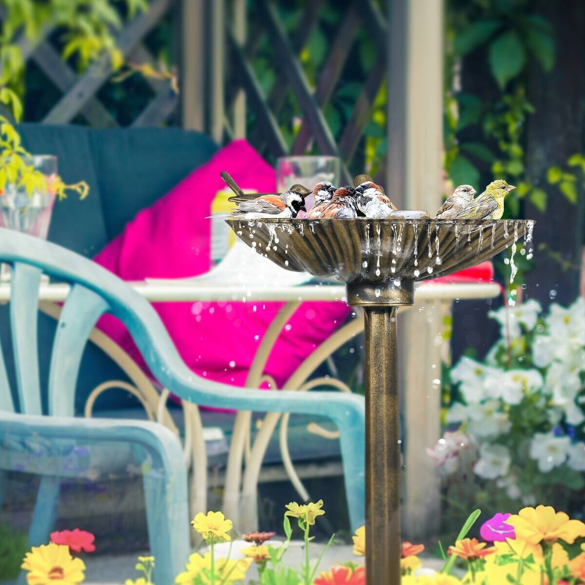 Outsunny Vogeltränke bronze Kunststoff B/H/L: ca. 38x81x49,5 cm