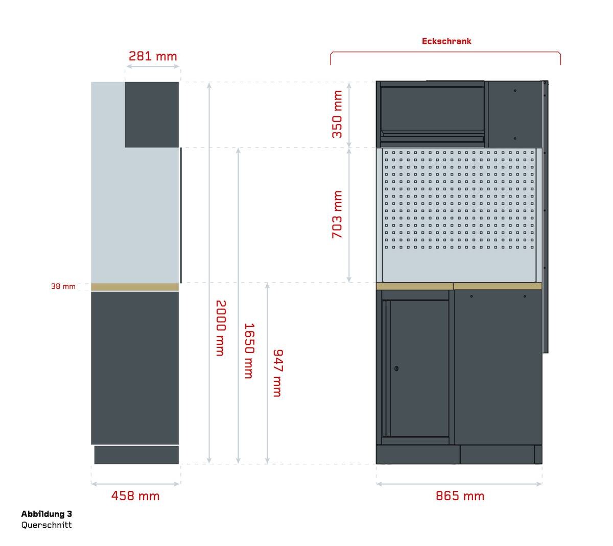 Werkstatteinrichtung Apollo schwarz B/H/L: ca. 628x200x46 cm