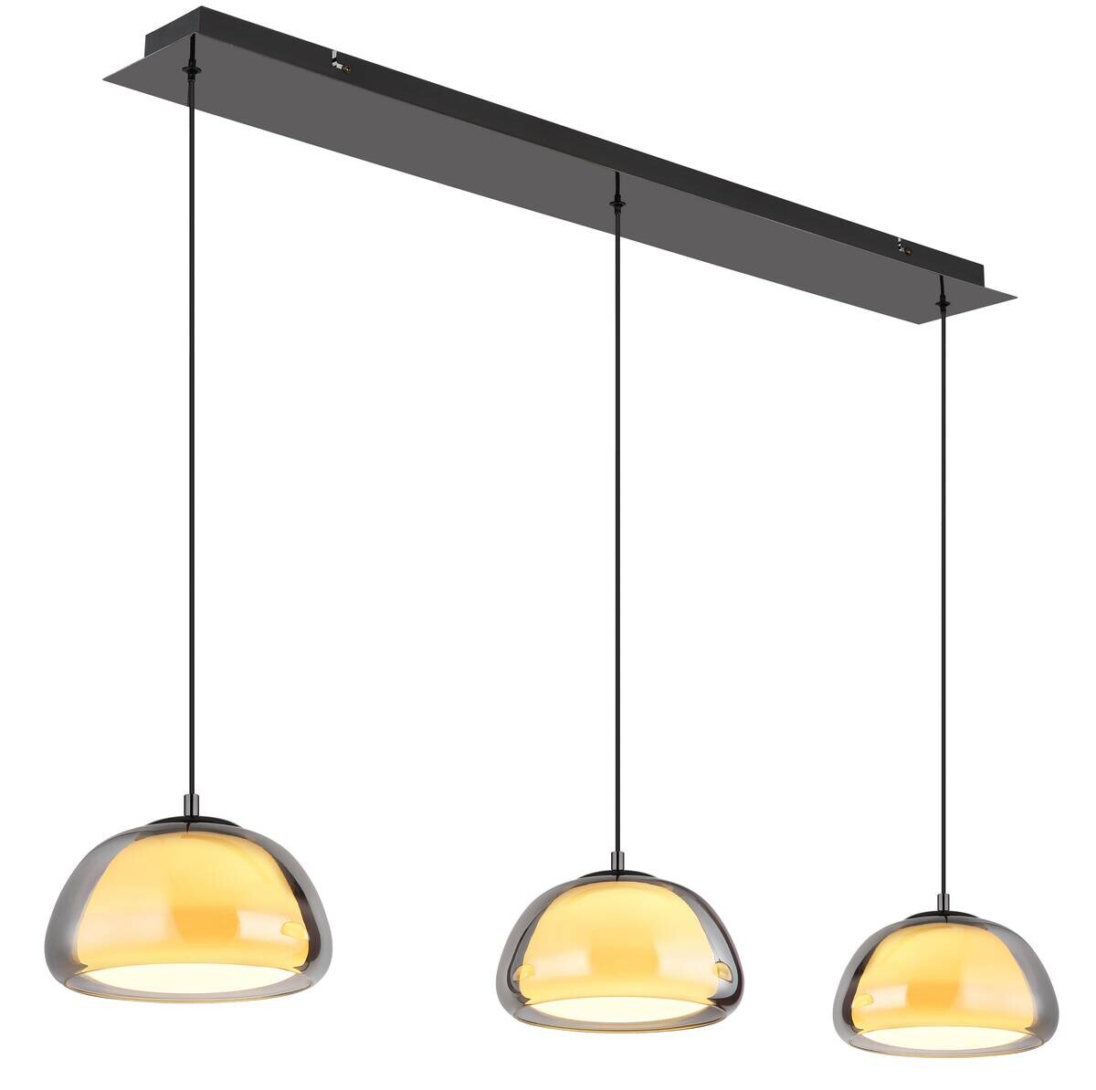 GLOBO Hängeleuchte Chrom schwarz Glas Metall B/H/L: ca. 36x21x101 cm