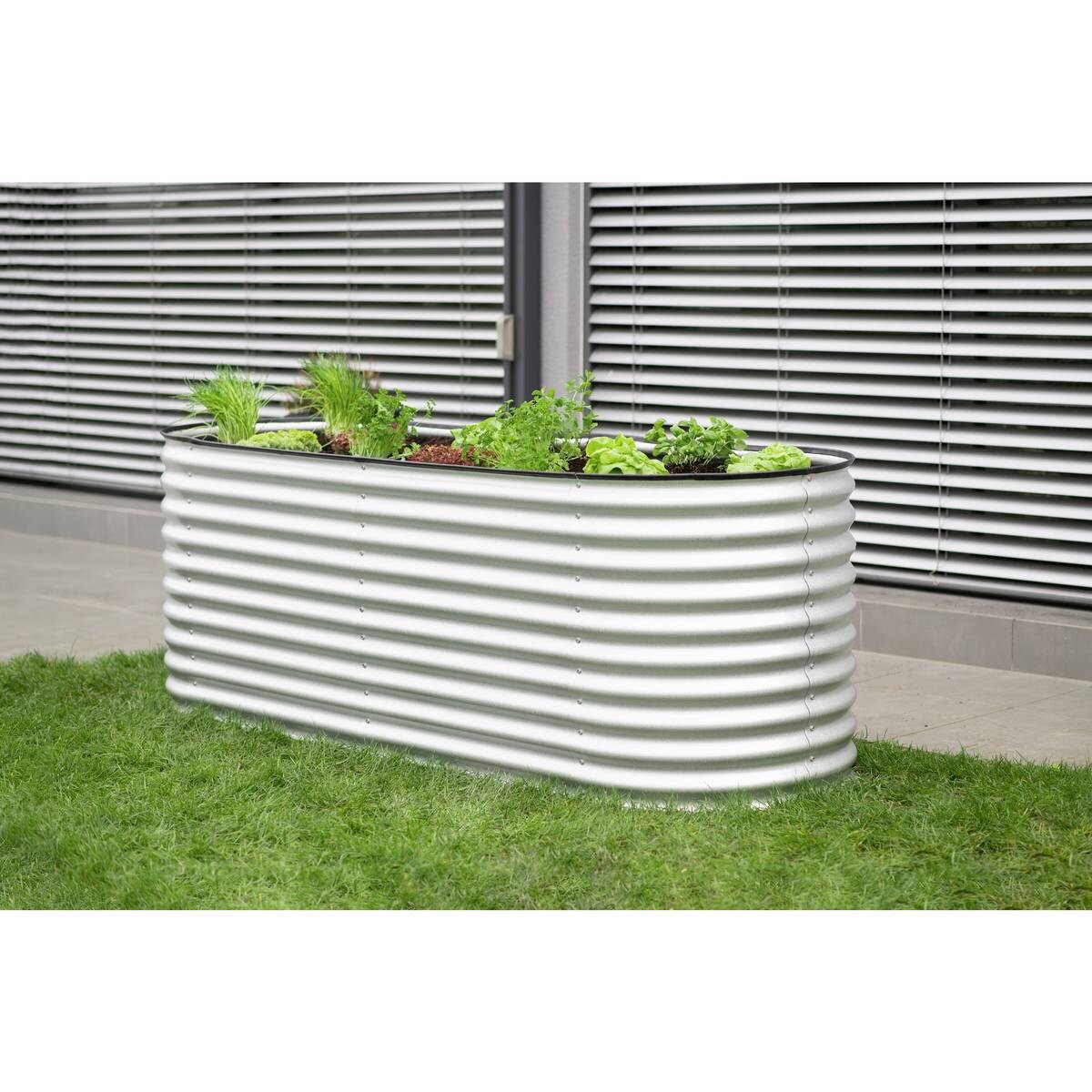 Westmann Hochbeet Oval silber Metall B/H/L: ca. 80x82x240 cm