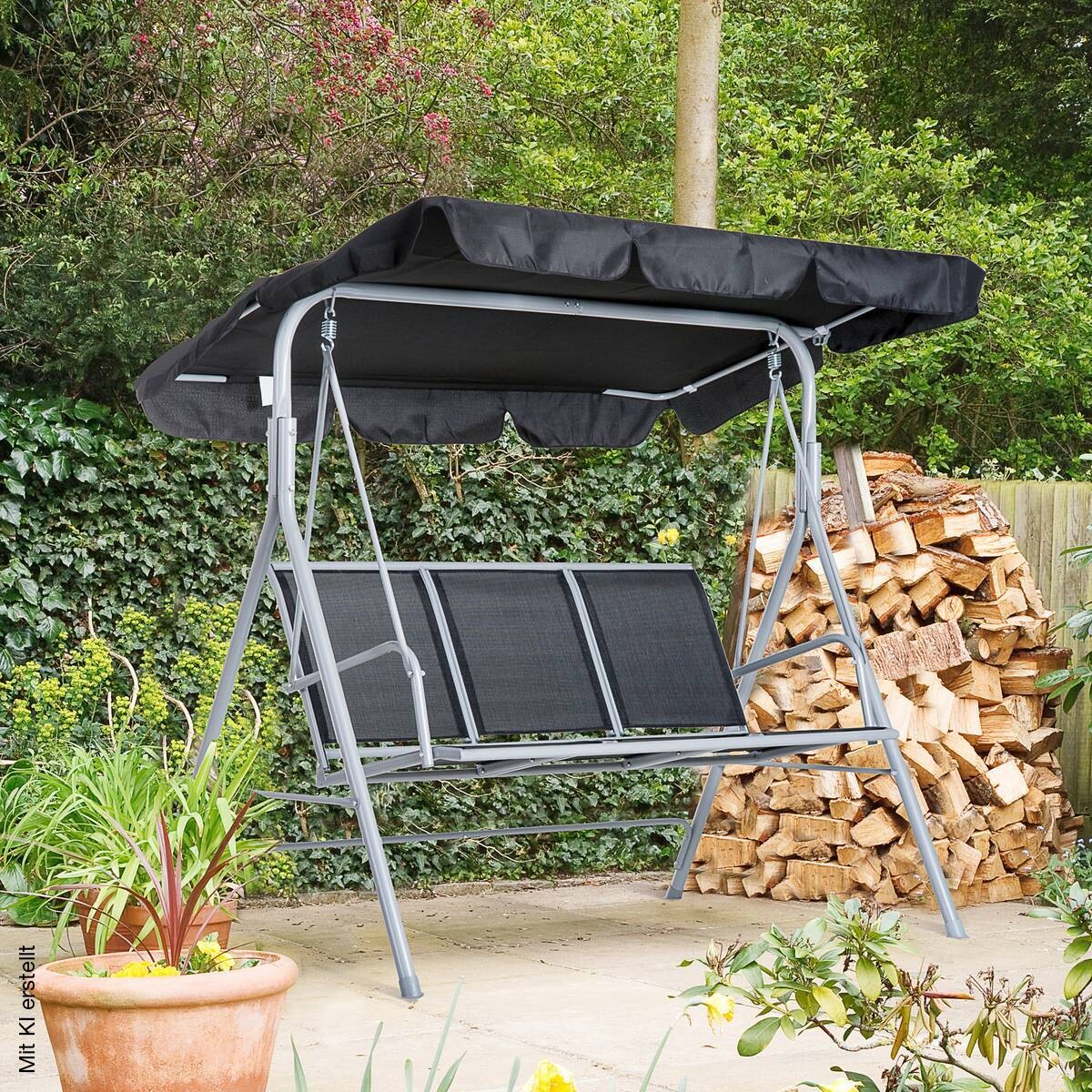 Outsunny Hollywoodschaukel schwarz Metall B/H/L: ca. 110x153x170 cm