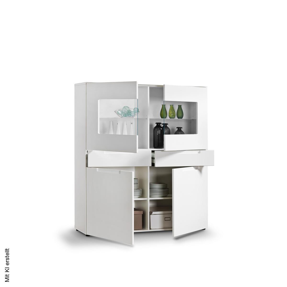Highboard Mailand weiß Hochglanz B/H/T: ca. 128x147x40 cm