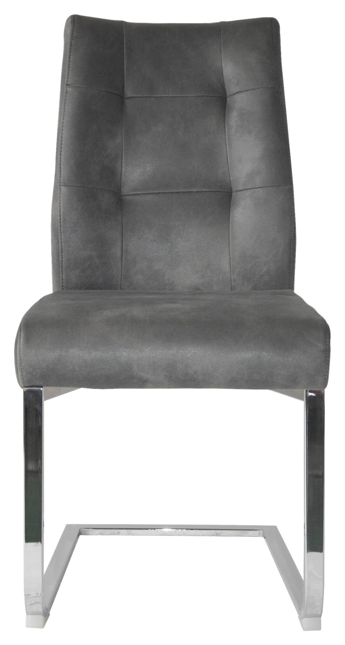 Schwingstuhl MARLEN-XXL 2er-Set anthrazit Vintage Chrom Stoff Metall B/H/T: ca. 72x96x80 cm
