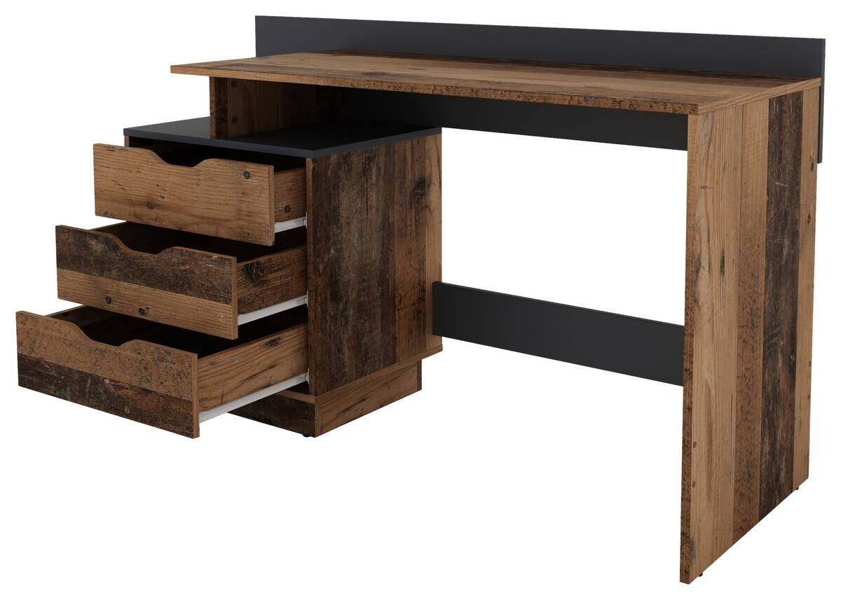 Schreibtisch BELFAST Eiche Old Wood Nachbildung anthrazit B/H/T: ca. 138x83,5x51,5 cm