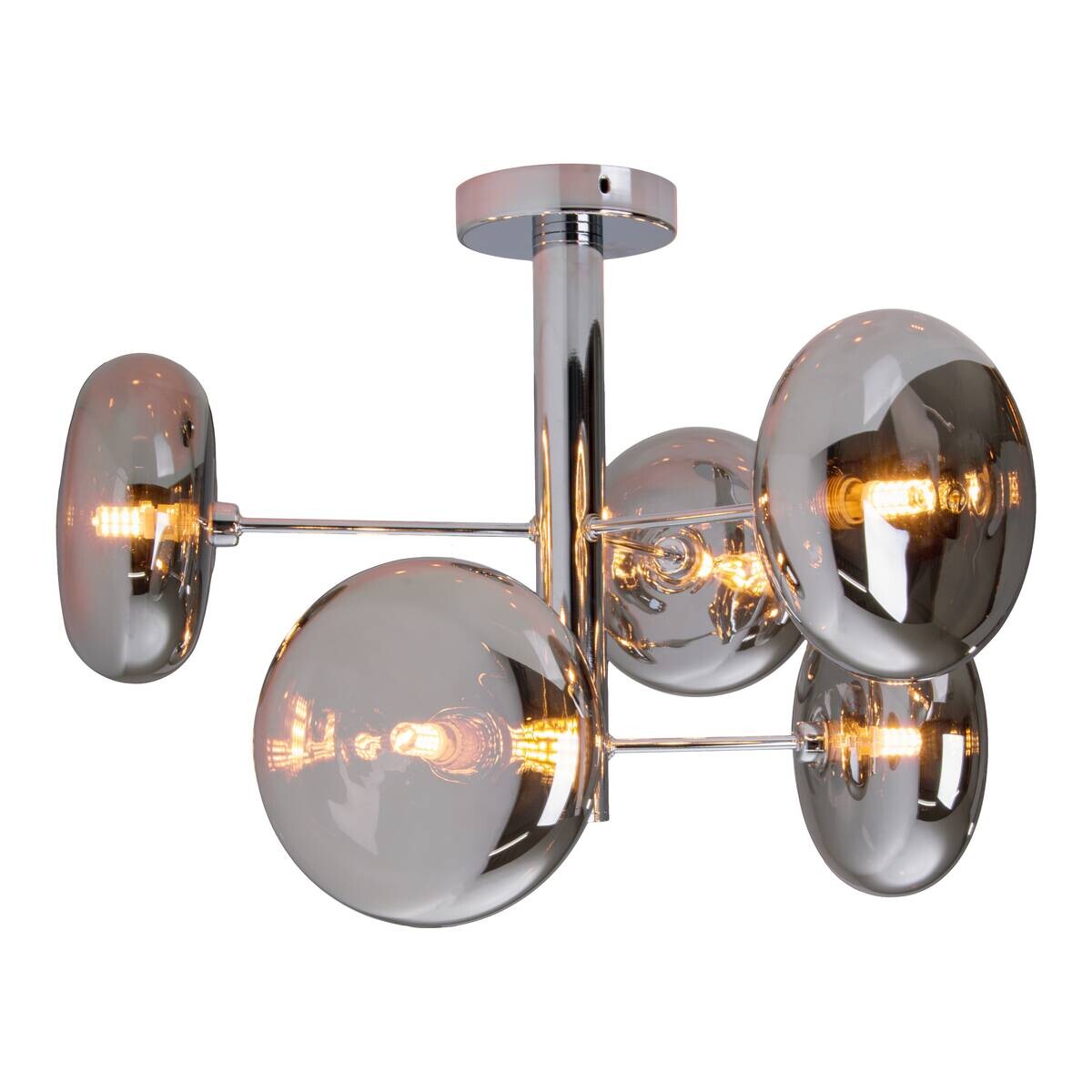 Näve Leuchten Deckenleuchte 1388397 Chrom Glas Metall B/H/T: ca. 53x38x53 cm G9 6 Brennstellen