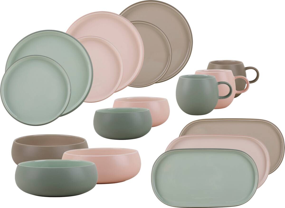 Servierplatte rosa Steinzeug D: ca. 36,4 cm