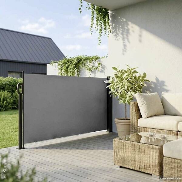 vidaXL Seitenmarkise anthrazit 100% Polyester Stahl B/H/T/L: ca. 120x120x500x500 cm