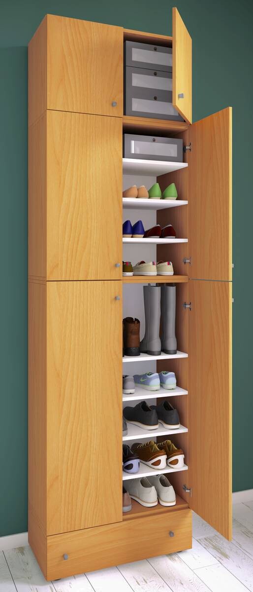 Schuhschrank Lona buche Nachbildung weiß B/H/T: ca. 70x240x39 cm