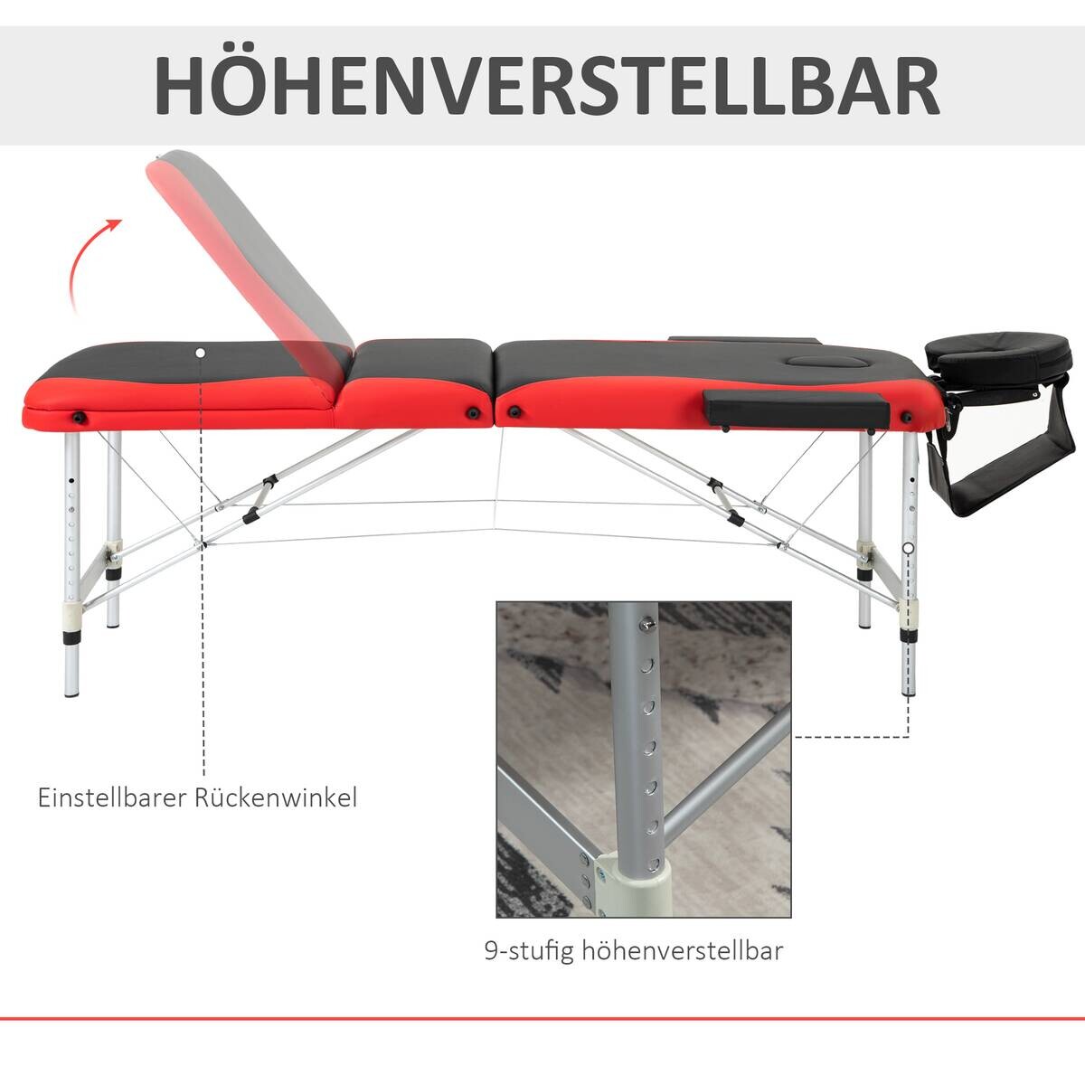HOMCOM Massageliege rot PVC B/H/L: ca. 60x215x84 cm