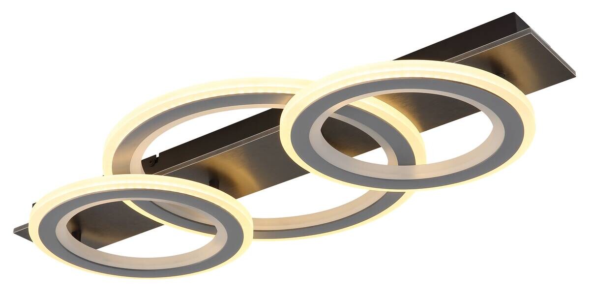 GLOBO LED-Deckenleuchte Opal mattschwarz grau Acryl Metall Kunststoff B/H/L: ca. 37x8x73 cm 1 Brennstellen