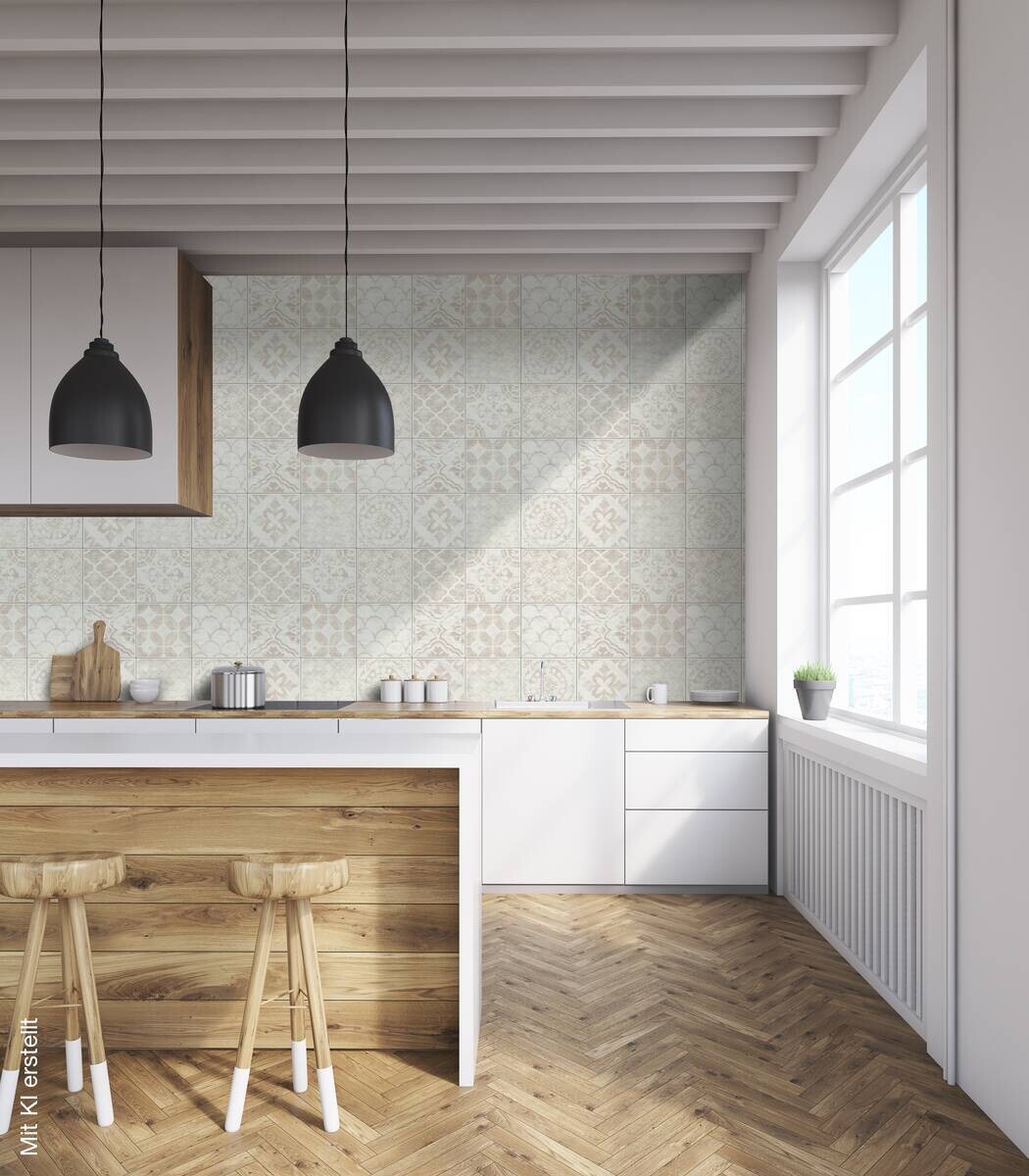 UGEPA Vinyltapete Fliesenoptik taupe B/L: ca. 53x1005 cm glitzernd
